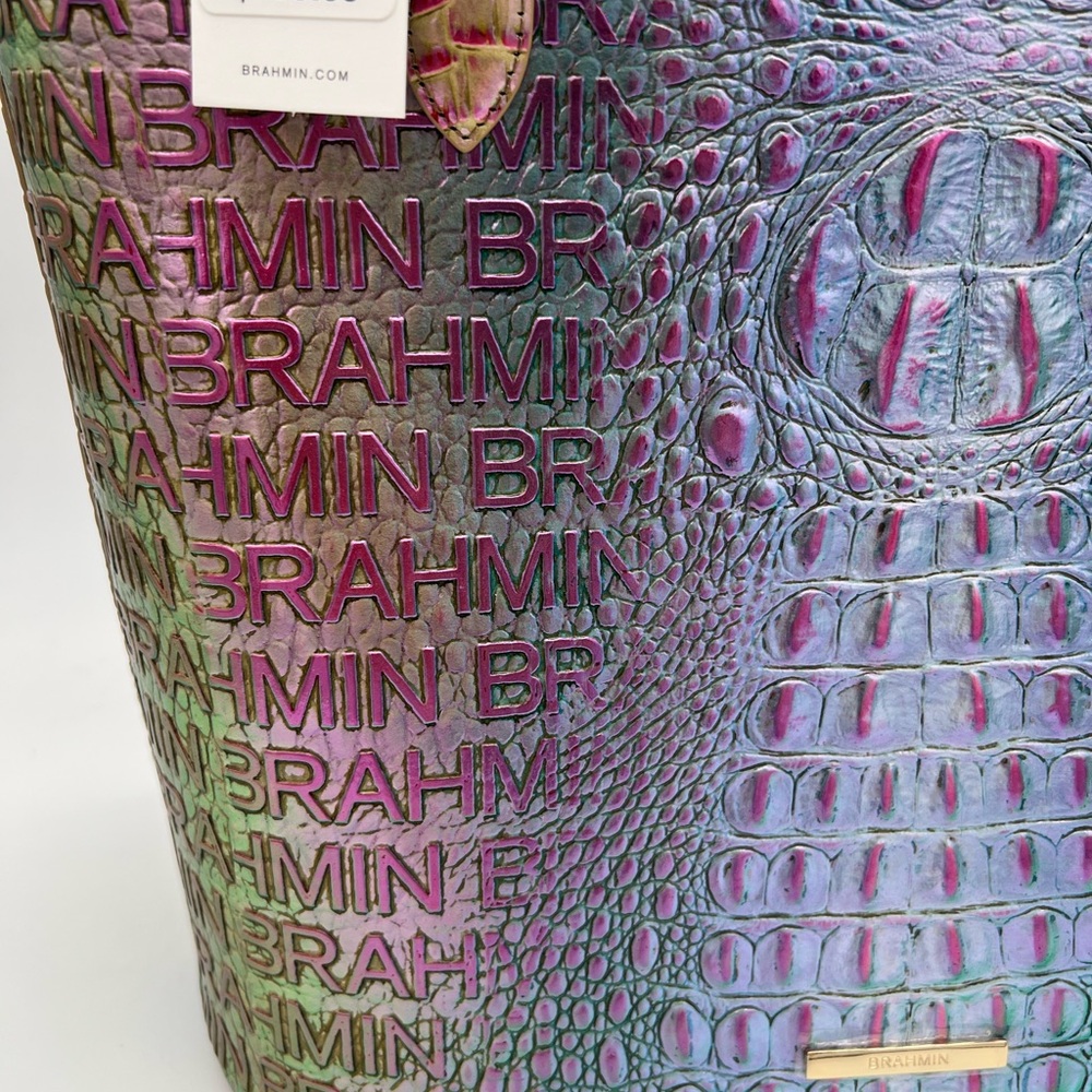 Brahmin Iridescent Multi Croc-Embossed Tote with Gold Hardware - Picture 2 of 12